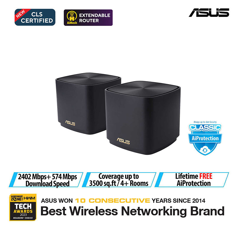 w.ziwei Asus ZenWiFi AX XD5 Mini AX3000 WiFi 6 Mesh [Black] (2-Pack