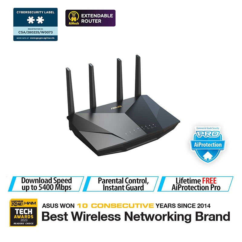 Asus RT-AX5400 Dual Band Wi-Fi 6 Extendable Router – Challenger