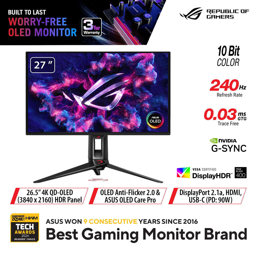Swift ROG 美品　ASUS OLED パソコン工房【公式通販】 | PG27UCDM OLED Swift ROG ASUS PG27UCDM　26.5インチ ディスプレイ・モニター本体