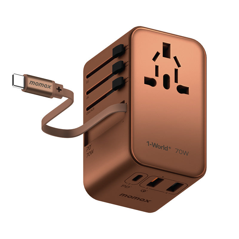 Momax UA18L2 1-World+ 70W GaN 3-Port + AC Travel Adapter with