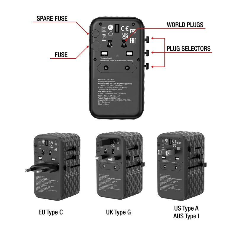 Verbatim (BOS) VM32121 GaN III Universal T.Adapter 2C2A PD100W