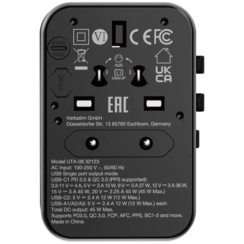 Verbatim (BOS) VM32123 GaN III Universal T.Adapter 2C3A PD45W