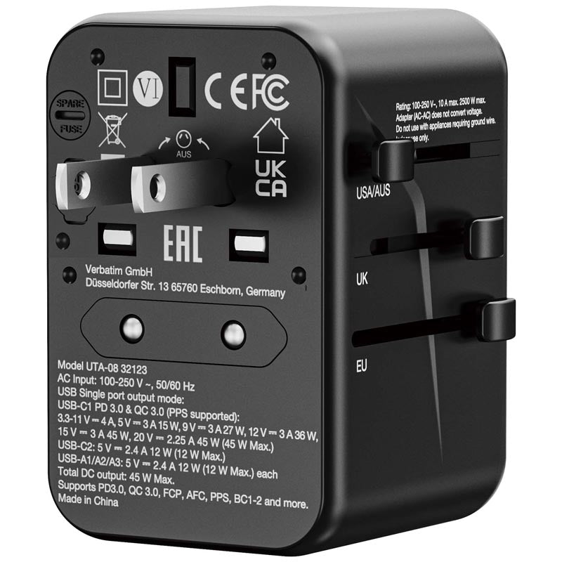 Verbatim (BOS) VM32123 GaN III Universal T.Adapter 2C3A PD45W