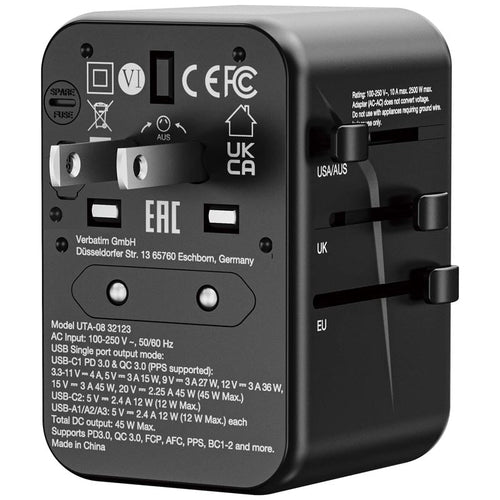 Verbatim (BOS) VM32123 GaN III Universal T.Adapter 2C3A PD45W