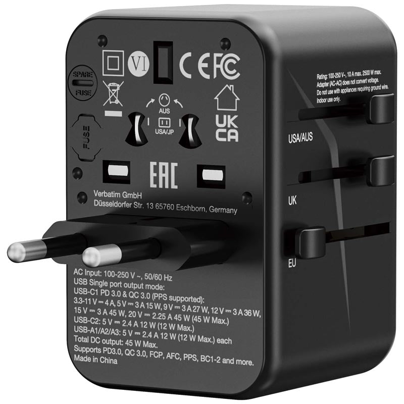 Verbatim (BOS) VM32123 GaN III Universal T.Adapter 2C3A PD45W