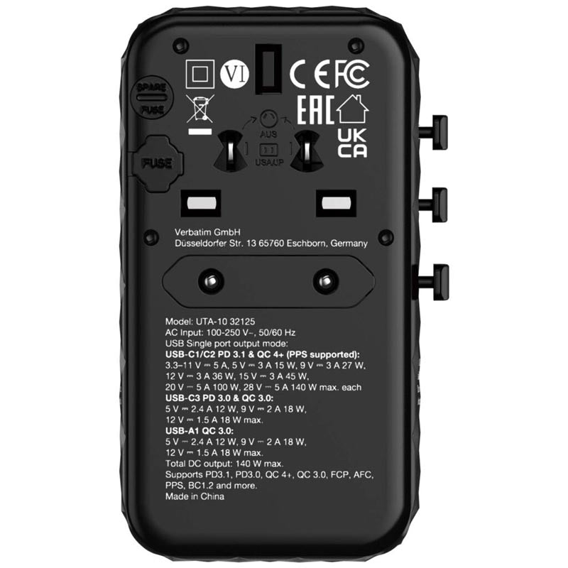 Verbatim (BOS) VM32125 GaN III 140W Universal T.Adapter
