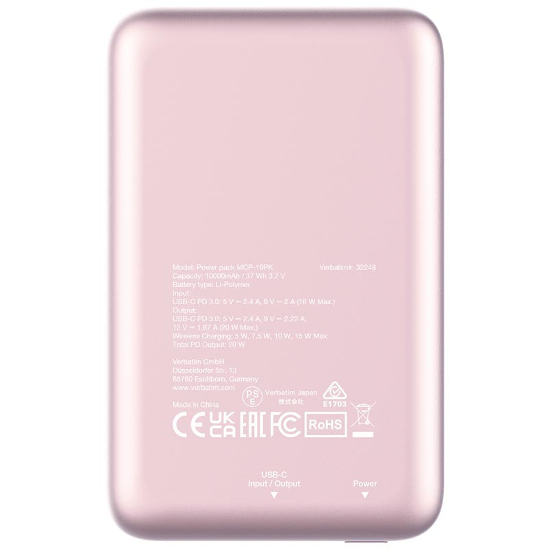 Verbatim VM32248 PowerPack 10000mAh PD 20W, Pink