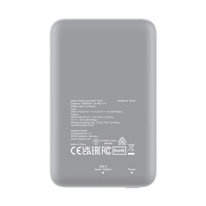 Verbatim VM32249 PowerPack 10000mAh PD 20W, Grey