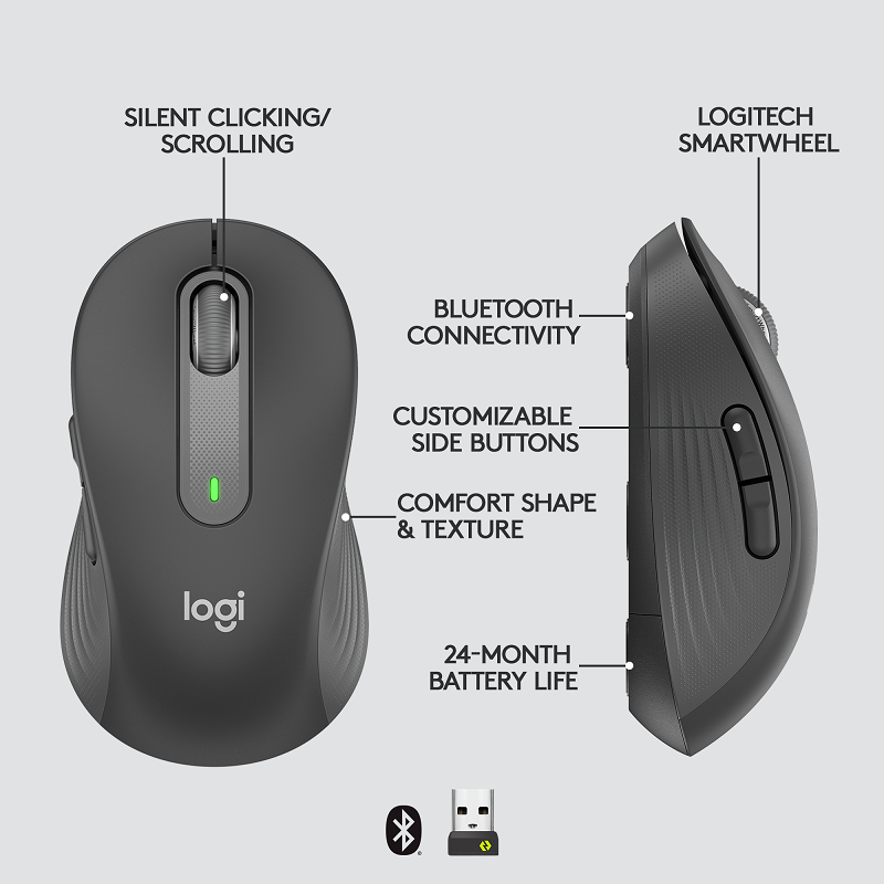 Logitech Signature M650 Wireless Mouse (M - Graphite)