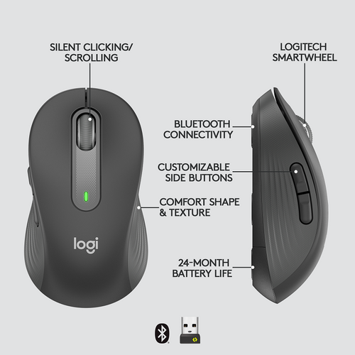 Logitech Signature M650 Wireless Mouse (M - Graphite)