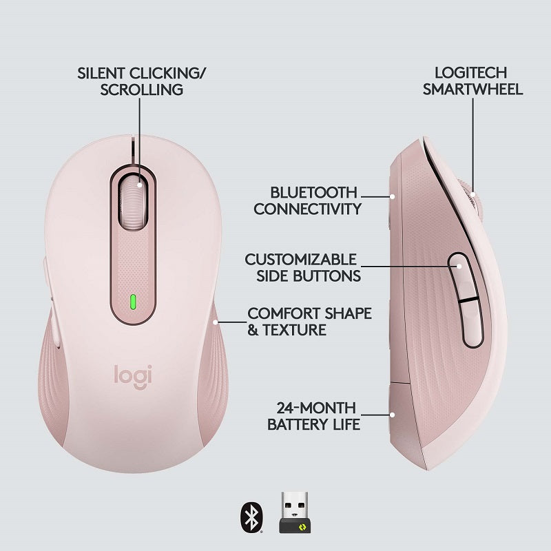 Logitech Signature M650 Wireless Mouse (M - Rose)