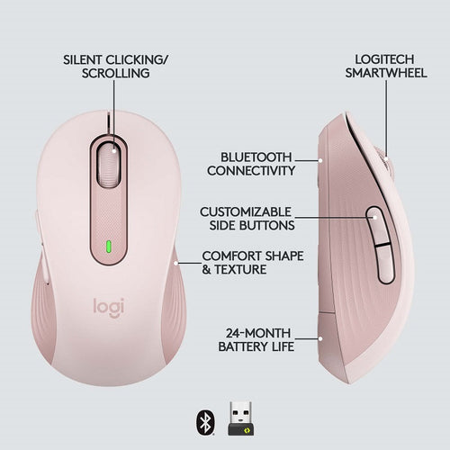 Logitech Signature M650 Wireless Mouse (M - Rose)