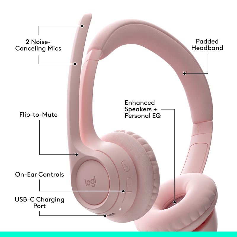 Logitech Zone 300 Wireless Headset (Rose)