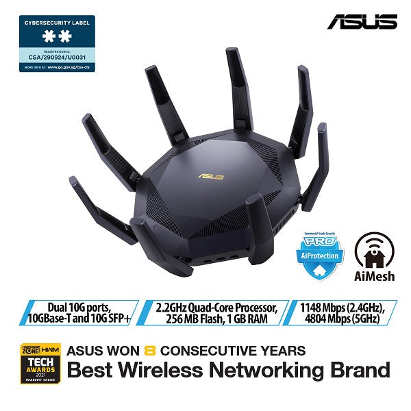 ASUS RT-AX89X 12-stream AX6000 Dual Band WiFi6 Router with Dual