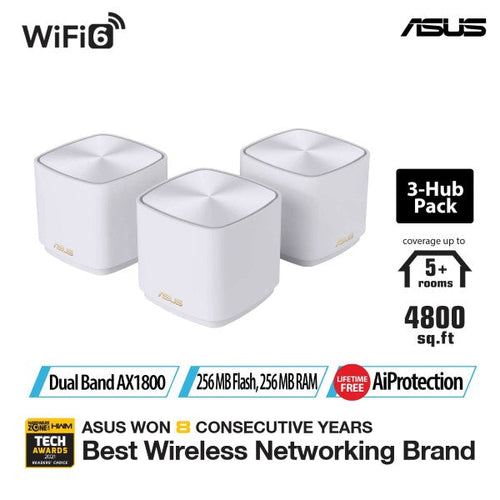 ASUS ZenWiFi AX XD4 Mini White 3-Pack AX1800 WiFi 6 Mesh