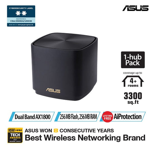 Asus ZenWiFi AX XD4 Mini  1-Pack AX1800 Wi-Fi 6 Mesh (Black)