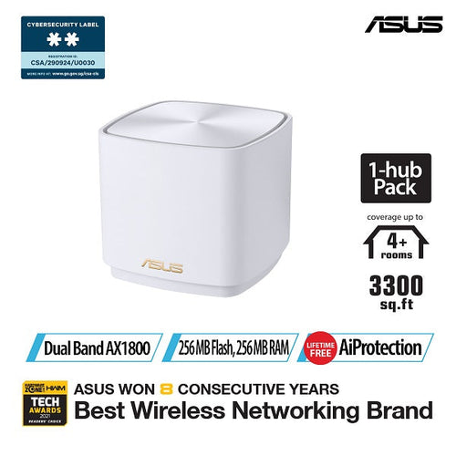 Asus ZenWiFi AX XD4 Mini  1-Pack AX1800 Wi-Fi 6 Mesh (White)