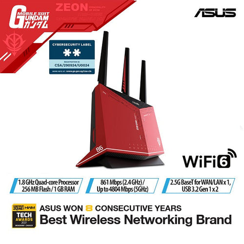 Asus RT-AX86U AX5700 GUNDAM Dual Band WiFi 6 Gaming Router
