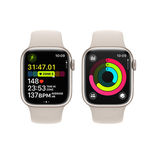 Apple Watch Series 9 GPS + Cellular 41mm Starlight Aluminium Case with Starlight Sport Band - M/L