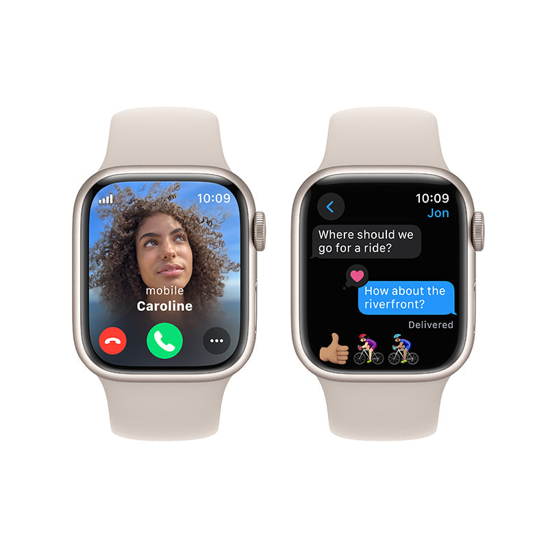 Apple Watch Series 9 GPS + Cellular 41mm Starlight Aluminium Case with Starlight Sport Band - M/L