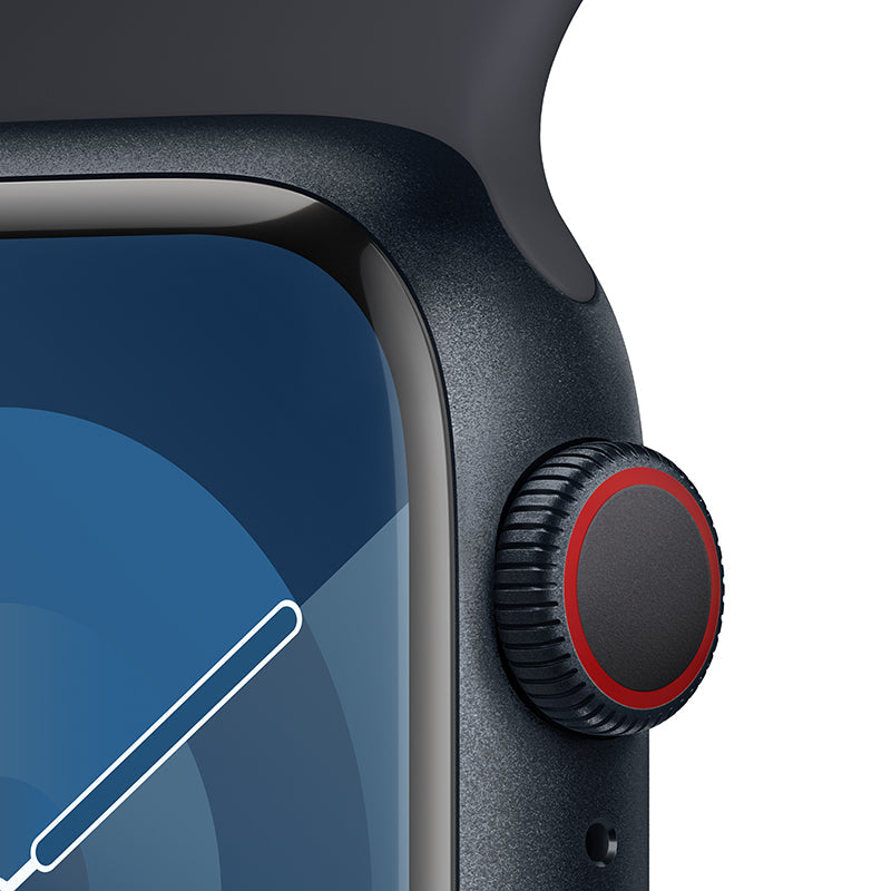 Apple Watch Series 9 GPS + Cellular 41mm Midnight Aluminium Case with Midnight Sport Band - M/L