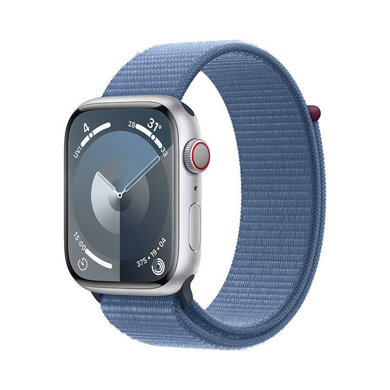 Apple Watch Series 9 GPS + Cellular 41mm Silver Aluminium Case with Winter Blue Sport Loop