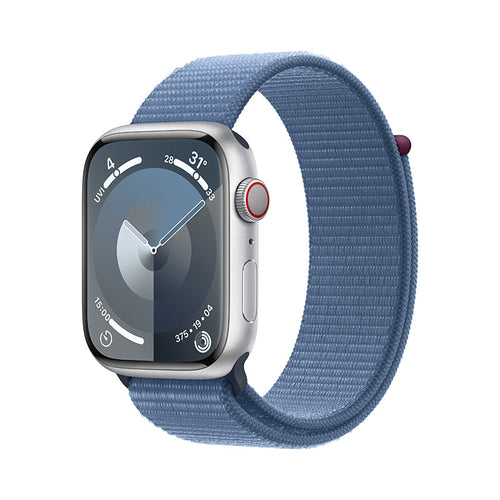 Apple Watch Series 9 GPS + Cellular 41mm Silver Aluminium Case with Winter Blue Sport Loop