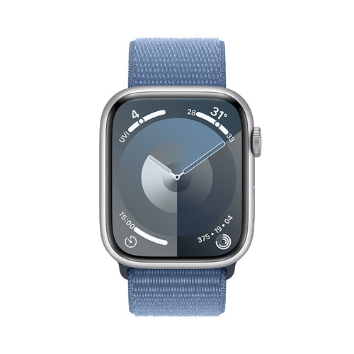 Apple Watch Series 9 GPS + Cellular 41mm Silver Aluminium Case with Winter Blue Sport Loop