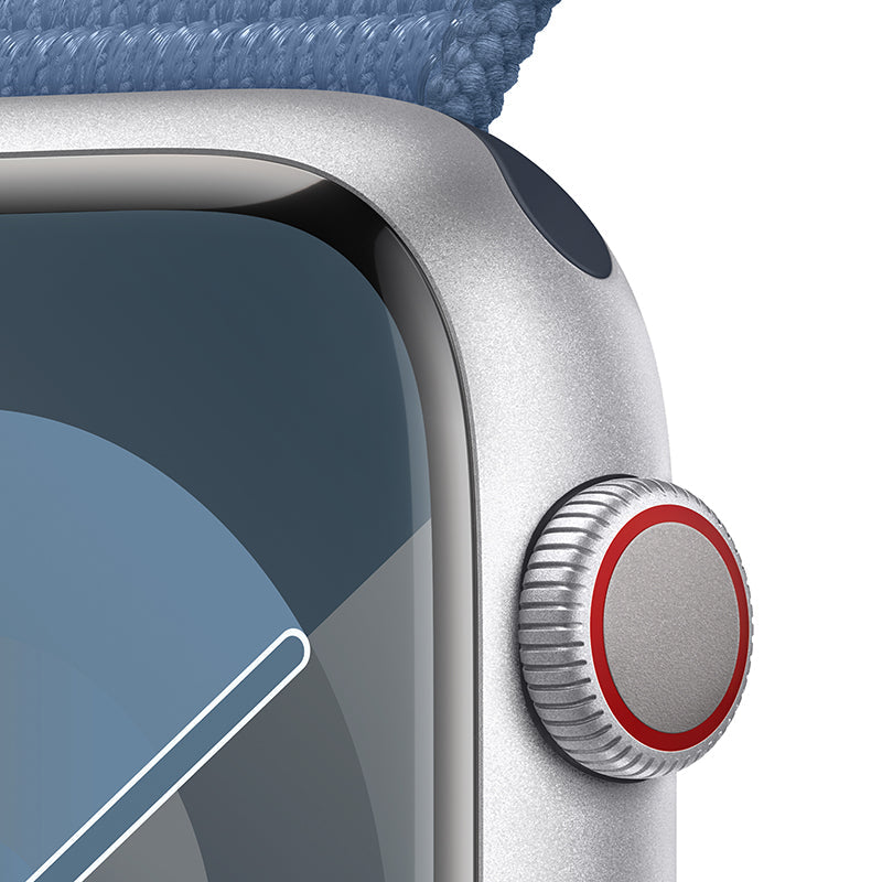 Apple Watch Series 9 GPS + Cellular 41mm Silver Aluminium Case with Winter Blue Sport Loop