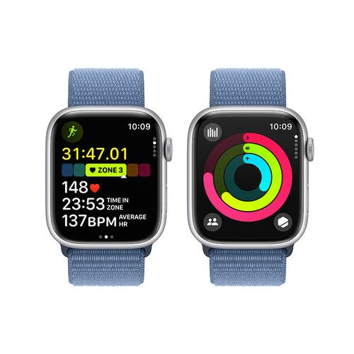 Apple Watch Series 9 GPS + Cellular 41mm Silver Aluminium Case with Winter Blue Sport Loop