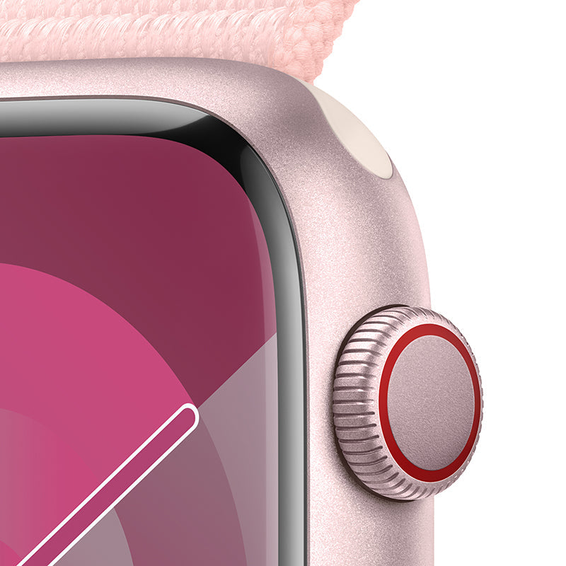 Apple Watch Series 9 GPS + Cellular 41mm Pink Aluminium Case with Light Pink Sport Loop