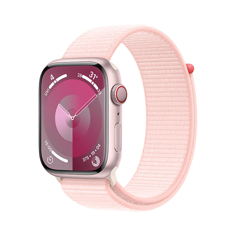 Apple Watch Series 9 GPS + Cellular 41mm Pink Aluminium Case with Light Pink Sport Loop