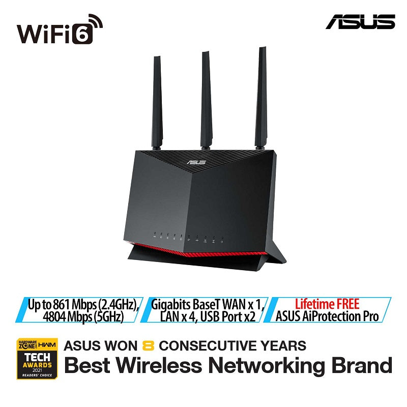ASUS RT-AX86S AX5700 Dual Band WiFi 6 Gaming Router – Challenger
