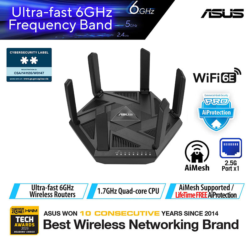 Asus RT-AXE7800 WiFi 6E Tri-band Router – Challenger Singapore