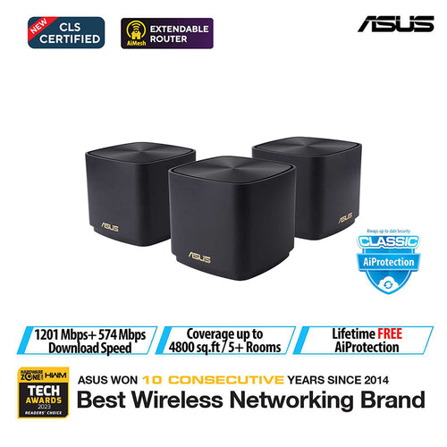 Asus ZenWiFi AX XD4S Mini AX1800 WiFi 6 Mesh [Black] (3-Pack)