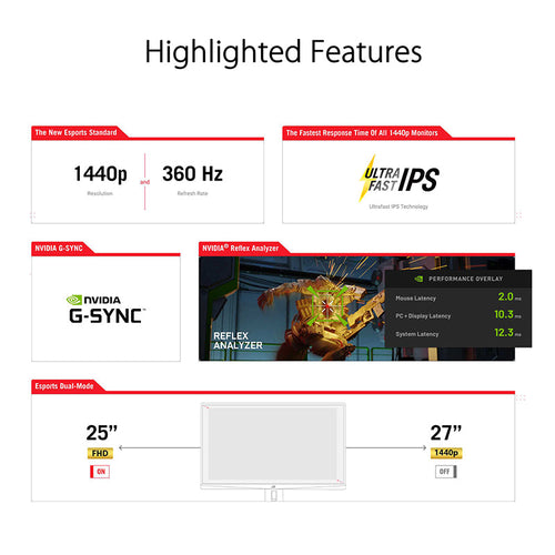 Asus ROG Swift PG27AQN Gaming Monitor - 27 QHD Fast IPS 360Hz