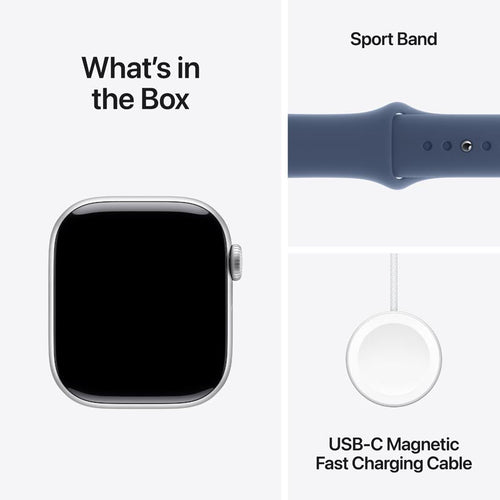 Apple Watch Series 10 GPS 42mm Silver Aluminium Case with Denim Sport Band M/L