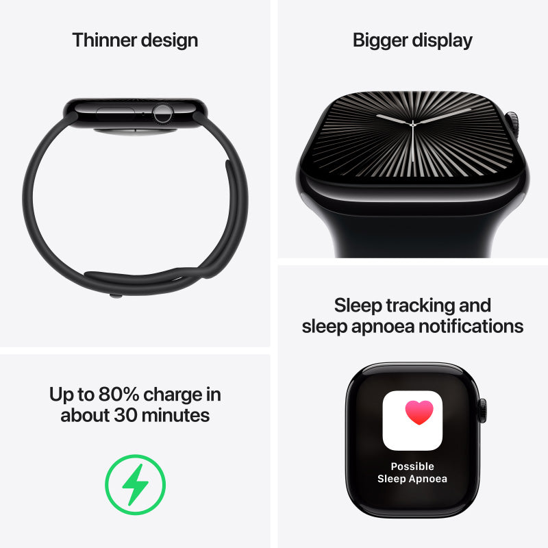 Apple Watch Series 10 GPS 42mm Silver Aluminium Case with Blue Cloud Sport Loop