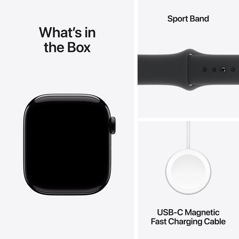Apple Watch Series 10 GPS 42mm Jet Black Aluminium Case with Black Sport Band S/M