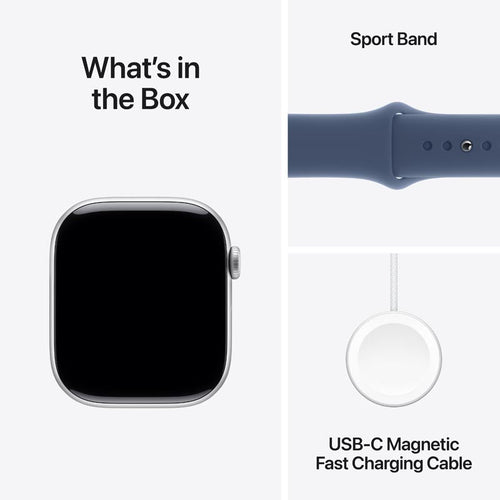 Apple Watch Series 10 GPS 46mm Silver Aluminium Case with Denim Sport Band M/L