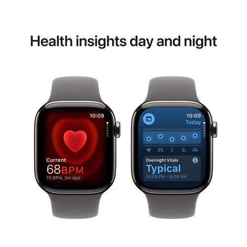 Apple Watch Series 10 GPS + Cellular 42mm Natural Titanium Case with Stone Grey Sport Band M/L