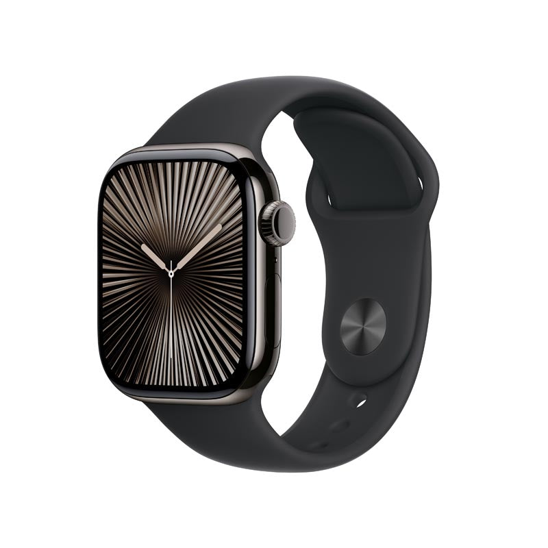 Apple Watch Series 10 GPS + Cellular 42mm Slate Titanium Case with Black Sport Band S/M