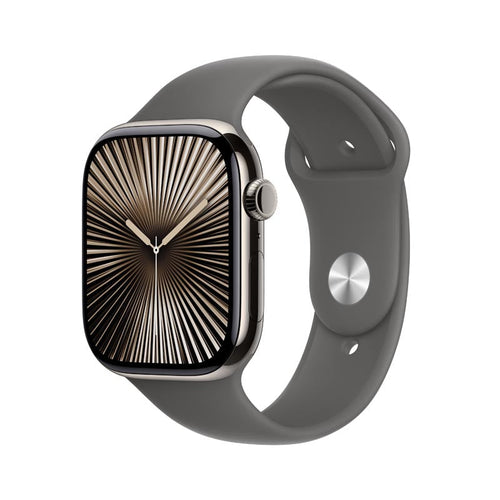 Apple Watch Series 10 GPS + Cellular 46mm Natural Titanium Case with Stone Grey Sport Band S/M
