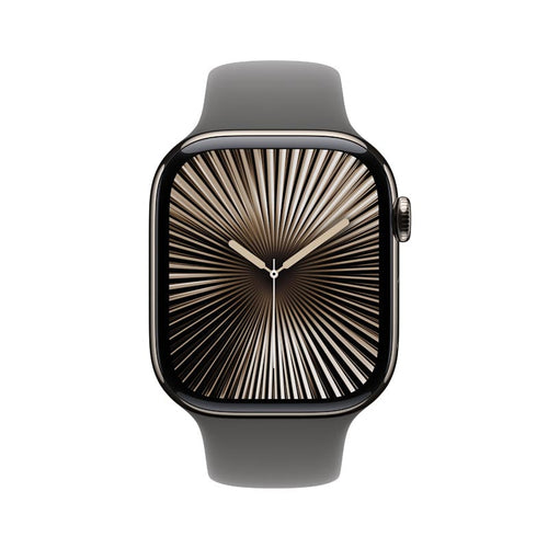 Apple Watch Series 10 GPS + Cellular 46mm Natural Titanium Case with Stone Grey Sport Band S/M