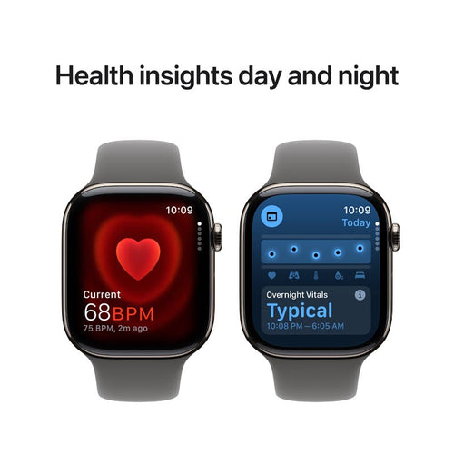 Apple Watch Series 10 GPS + Cellular 46mm Natural Titanium Case with Stone Grey Sport Band M/L