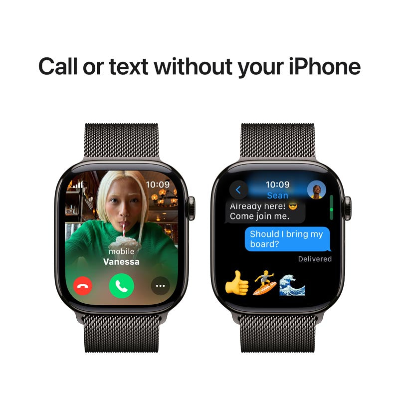 Apple Watch Series 10 GPS + Cellular 46mm Slate Titanium Case with Slate Milanese Loop M/L