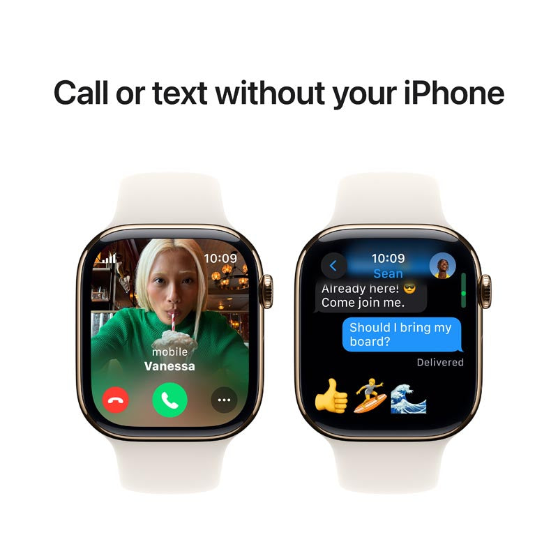 Apple Watch Series 10 GPS + Cellular 46mm Gold Titanium Case with Starlight Sport Band M/L