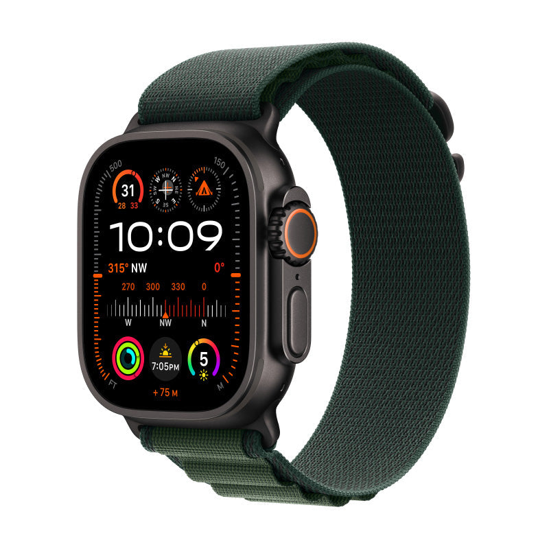 Apple Watch Ultra 2 GPS+Cellular 49mm Black Case with Dark Green Alpine Loop - Medium