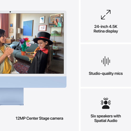 24-inch iMac with Retina 4.5K display: Apple M4 chip with 8‑core CPU and 8‑core GPU, 16GB, 256GB SSD - Blue [MWUF3ZP/A]