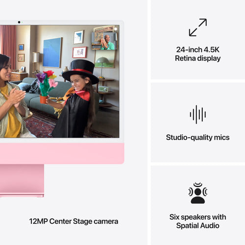 24-inch iMac with Retina 4.5K display: Apple M4 chip with 10‑core CPU and 10‑core GPU, 16GB, 512GB SSD - Pink [MWV53ZP/A]
